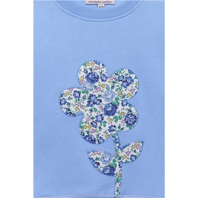 Trotters London Liberty Print Blue Felicite Flower Cotton Sweatshirt