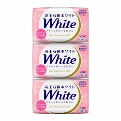 KAO Натуральное увлажняющее туалетное мыло "White" со скваланом (роскошный аромат роз) 130 г х 3 шт. / 20