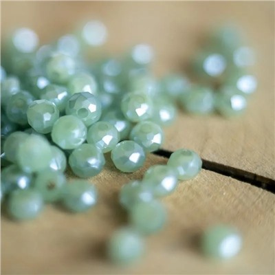 Бусина, стекло абакус 2,5, граненая, цвет серо-голубой радужный, 2.5х2 мм (уп 85+/-10 шт)
