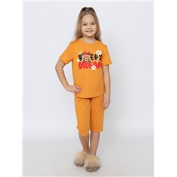 CSKG 50171-30 Пижама для девочки (футболка, бриджи),охра