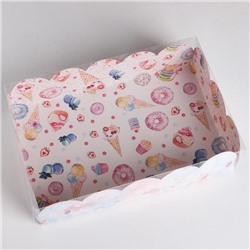 Коробка для печенья, кондитерская упаковка с PVC крышкой, «Вкусности», 20 х 30 х 8 см