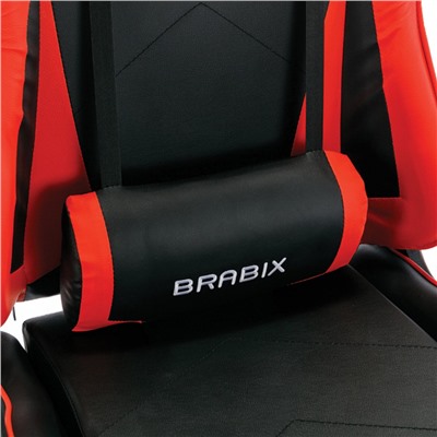 Кресло компьютерное BRABIX Hunter GM-130 две подушки экокожа черное/красное 532797 (1)