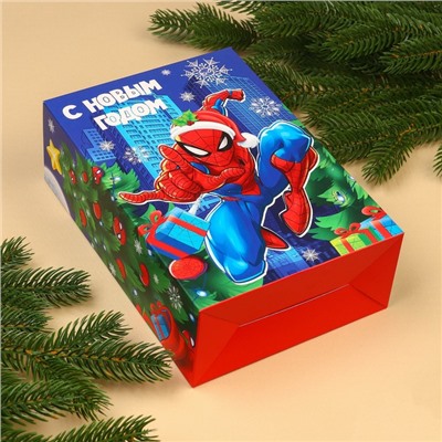 Подарочная коробка "Новый год" 16х23х7.5 см, Человек-паук
