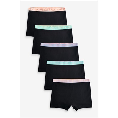 Black Bright Waistband Briefs 5 Pack (2-16yrs)