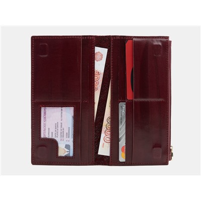 Кожаное портмоне с росписью из натуральной кожи «PR003 Bordo Птички»