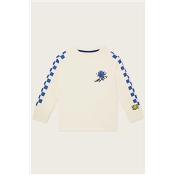 Monsoon Checkerboard Long Sleeve Skater White T-Shirt