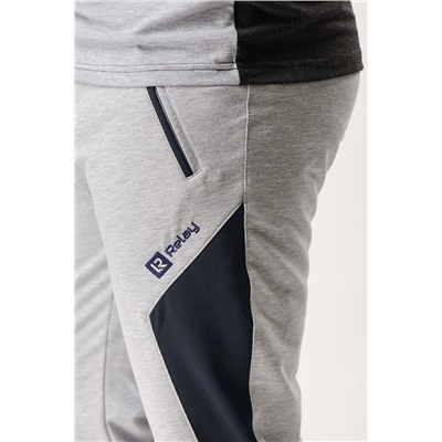 Спортивные брюки М-1228: Серый меланж / Тёмно-синий