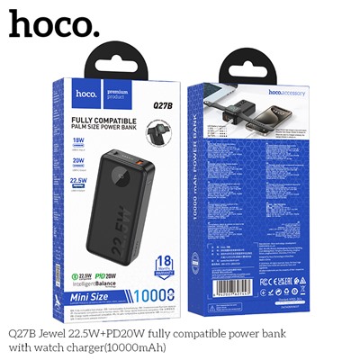 Портативный аккумулятор HOCO Q27B 10000mAh PD 20W+22.5W +ЗУ для iWatch (черный)