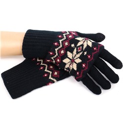 Двойные теплые перчатки (+имитация митенок) сенсорные