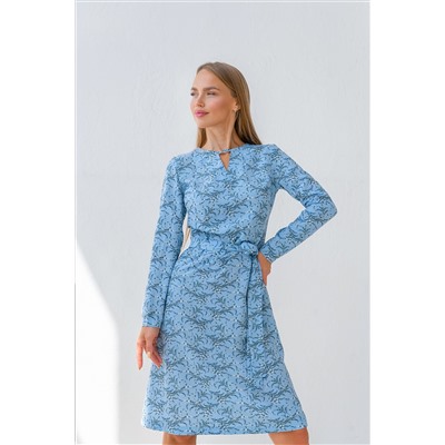 Платье Open Style 5391 голубой/белый