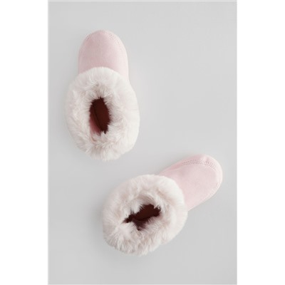 The White Company Pink Faux Fur Boot Slippers