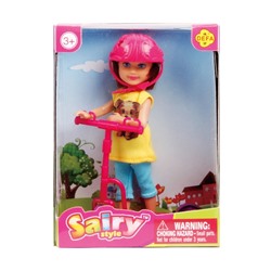 Кукла DEFA Lucy "Малышка на самокате" (15 см., аксесс., желтый)