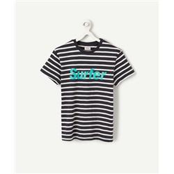 STRIPED T-SHIRT WITH MESSAGE