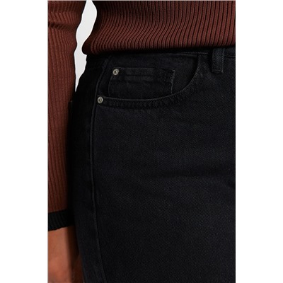 Антрацитовые широкие джинсы с завышенной талией TBBSS22JE0211