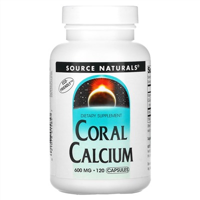 Source Naturals, коралловый кальций, 600мг, 120капсул