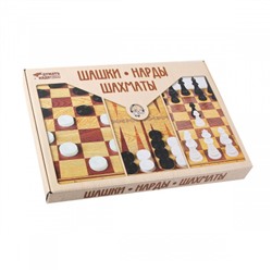 Игра настольная Шашки Нарды Шахматы (большие) 42*32,5см Десятое Королевство поле картонное фигуры пластиковые 03872