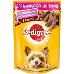 Pedigree корм для взрослых собак Мини с Ягненком в соусе с овощами 85г пауч