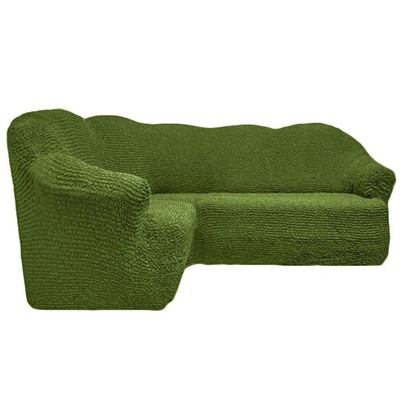 Чехол на угловой диван, без оборки, зеленый