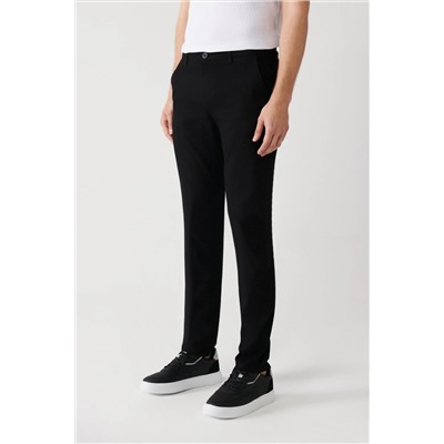 Мужские черные брюки Добби с боковым карманом, облегающие гибкие парусиновые брюки-чиносы E003008