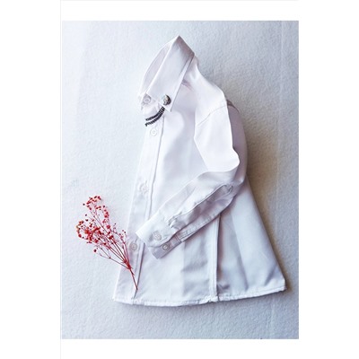 Белая рубашка с воротником-цепочкой в классическом стиле, детская рубашка для особого дня, свадьбы, дня рождения 01GD3001