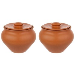 Набор 2 горшков 0,9 л 14,5*14,5*12,5 см "TerraCotta" с крышкой для запекания терракота