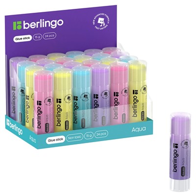 Клей-карандаш Berlingo "Aqua" цветной, 15гр. (FPp_15100)