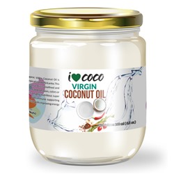 Масло кокосовое холодного отжима (Virgin Coconut Oil), I❤COCO, органика,  200мл, ст/б, Шри-Ланка