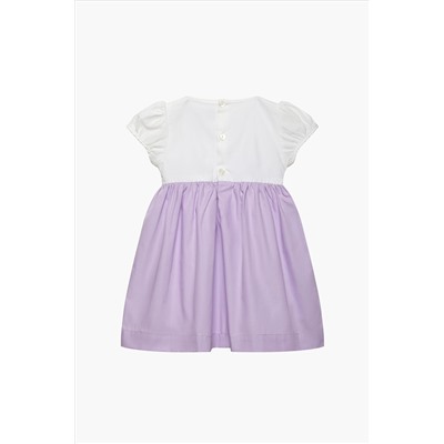 Trotters London Purple Little Rose Hand Smocked Cotton Dress