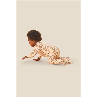 MORI Organic Cotton & Bamboo Giraffe Spot Zip Up Cream Sleepsuit