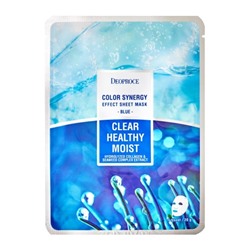 DEOPROCE COLOR SYNERGY EFFECT SHEET MASK BLUE Тканевая маска для лица с экстрактом морских водорослей и гидролизованным коллагеном 20г