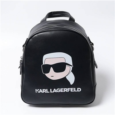 Kar*l Lagerfel*d  экспорт! Стильный небольшой рюкзак из экокожи в классическом чёрном цвете. Подкладка с жаккардовым принтом