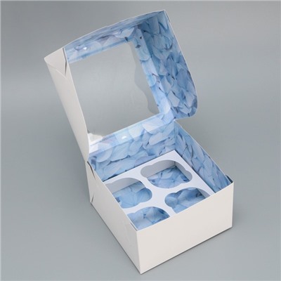 Коробка для капкейков складная с двусторонним нанесением «Цветы», 16 х 16 х 10 см