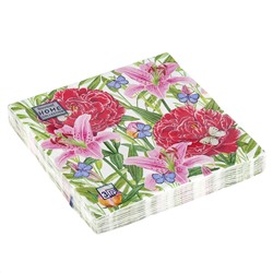 Салфетки бумажные "Bouquet Home Collection Classic" 33х33см, 3-х слойные, 20 штук в упаковке, 100% целлюлоза, "Пионы и лилии" (Россия)