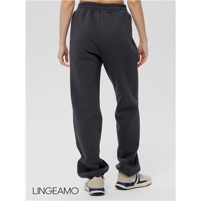 Женские брюки оверсайз из футера с начесом Lingeamo темно-серые КБ-25 (13)