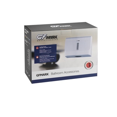 GFmark - Диспенсер для бумажного полотенца, с ключом, БЕЛЫЙ, с ГЛАЗКОМ, пластиковый, прямой. Под Z и V салфетки.  ( 921)