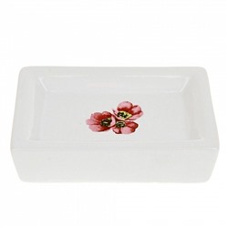 Подставка для мыла "Красные тюльпаны" 14*9,5*3,5см. (керамика) (транспортная упаковка)
