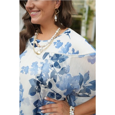 Платье Vittoria Queen 20893 цветы голубой+белый