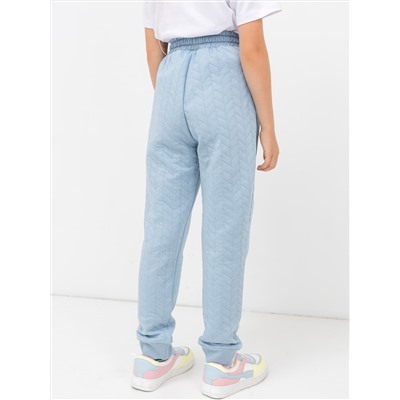 Спортивные брюки из капитона для девочки серо-голубого цвета