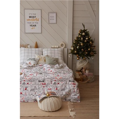 Новый год. Постельное белье Этель 1.5 сп Xmas cat 143*215 см, 150*214 см, 70*70 см - 2 шт