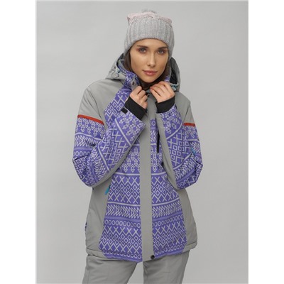 Горнолыжная куртка женская зимняя великан фиолетового цвета 2272-1F