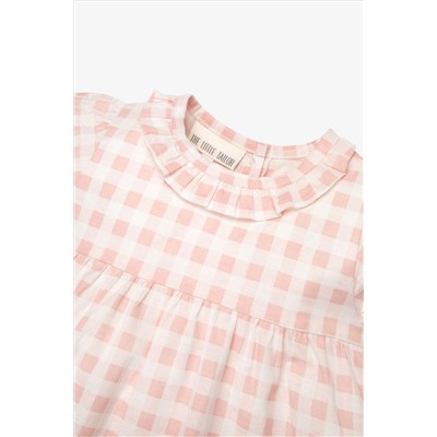 The Little Tailor Baby Pink Cotton Gingham Dress & Bloomer Set