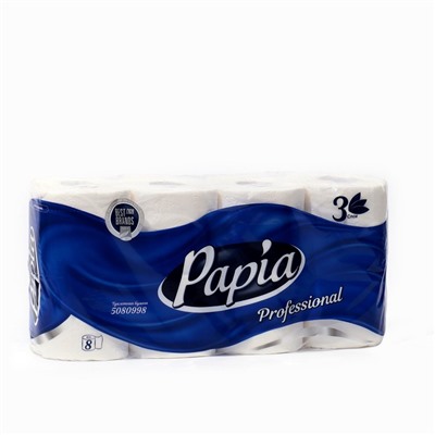 Туалетная бумага Papia Professional, 3 слоя, 8 рулонов