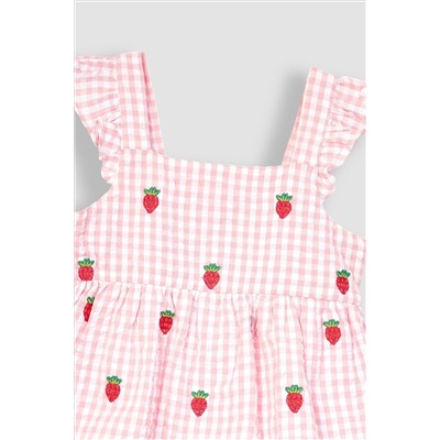 JoJo Maman Bébé 2-Piece Strawberry Seersucker Blouse & Shorts Set