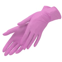 Перчатки одноразовые нитриловые, розовые, M (уп.50 пар), Benovy