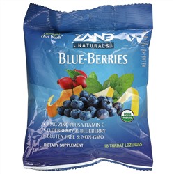 Zand, Naturals, органические синие ягоды, 18 пастилок для горла