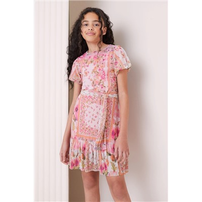 Lipsy Puff Sleeve Tie Waist Dress (5-16yrs)