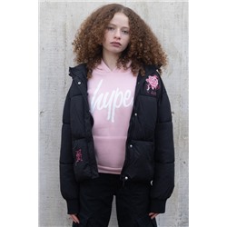 Hype X Ed Hardy Kids Cropped Black Puffer Jacket