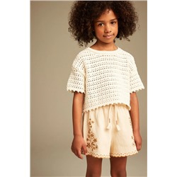 Neutral Embroidered Shorts (3-16yrs)