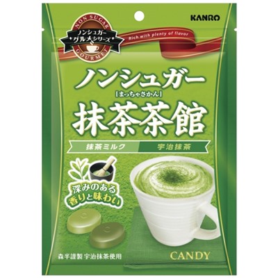 KANRO Карамель леденцы cо вкусом зеленого чая Матча, без сахара, 72 гр.