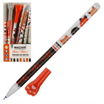 Ручка гелевая, пиши-стирай, пишущий узел 0,5 мм, цвет чернил синий Meow Mazari M-5432-70